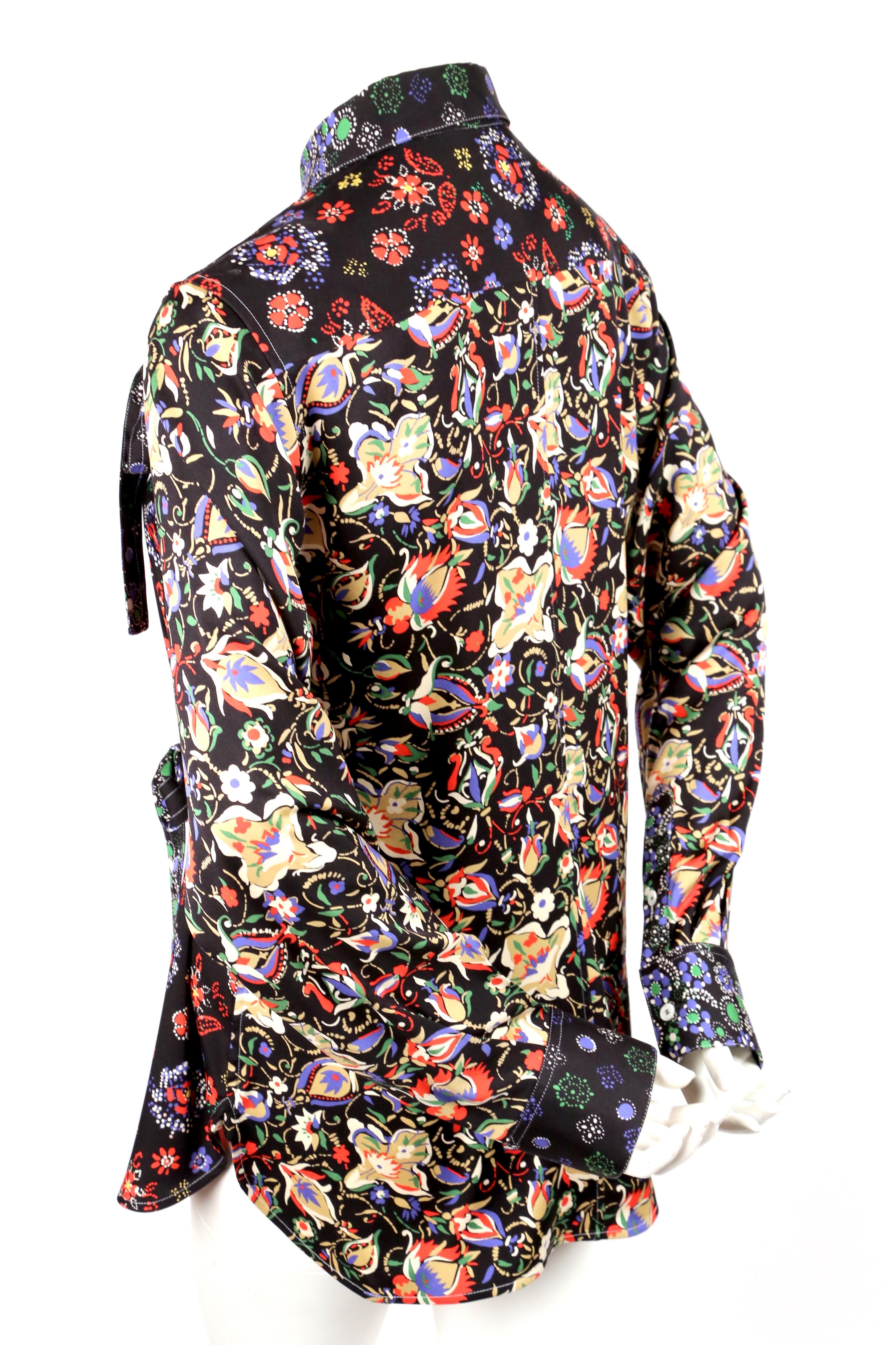 CELINE by PHOEBE PHILO floral printed silk shirt with ties In Excellent Condition In San Fransisco, CA