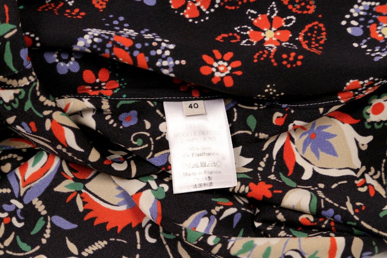 CELINE by PHOEBE PHILO floral printed silk shirt with ties at 1stDibs