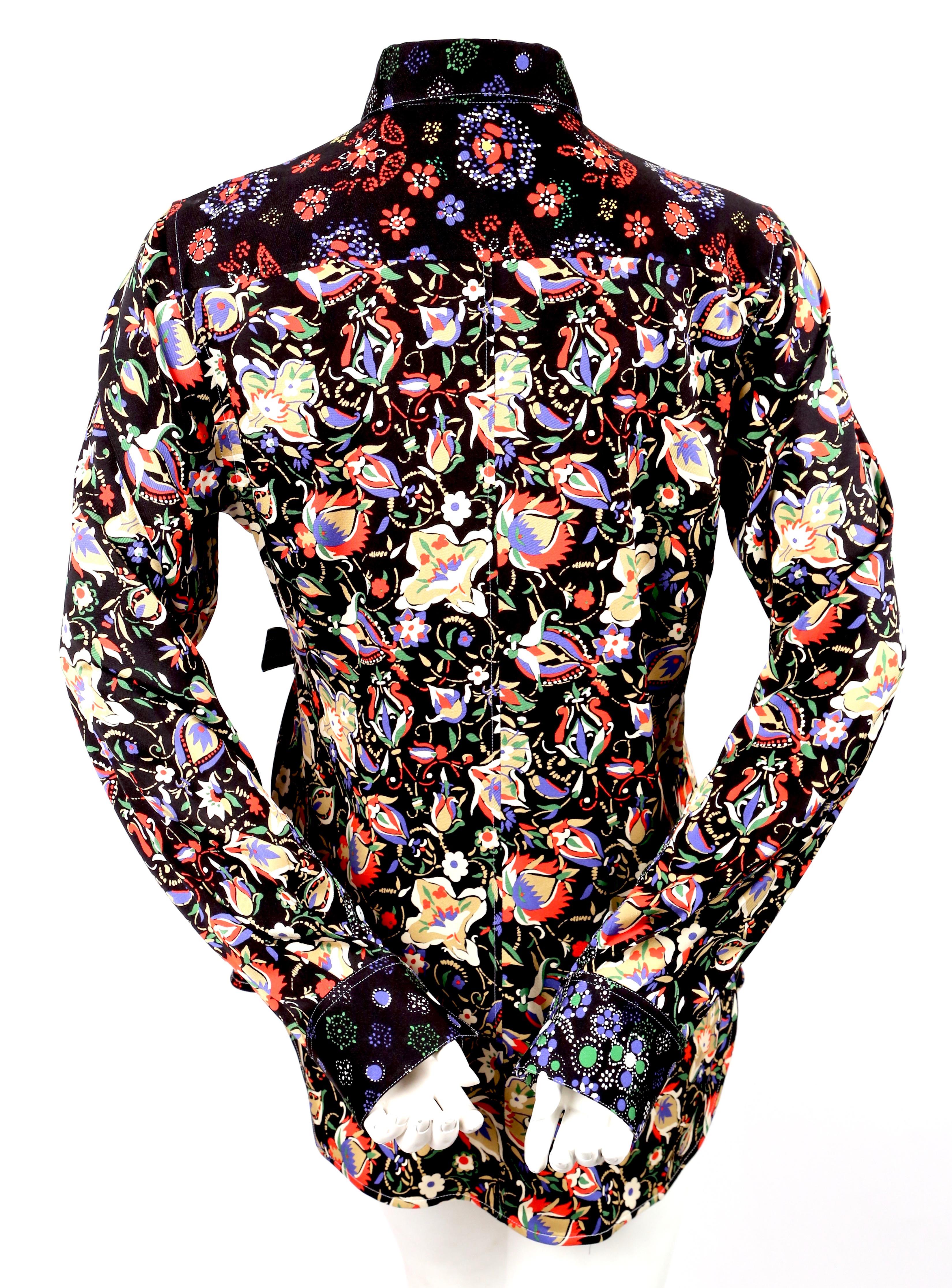 CELINE by PHOEBE PHILO floral printed silk shirt with ties 1