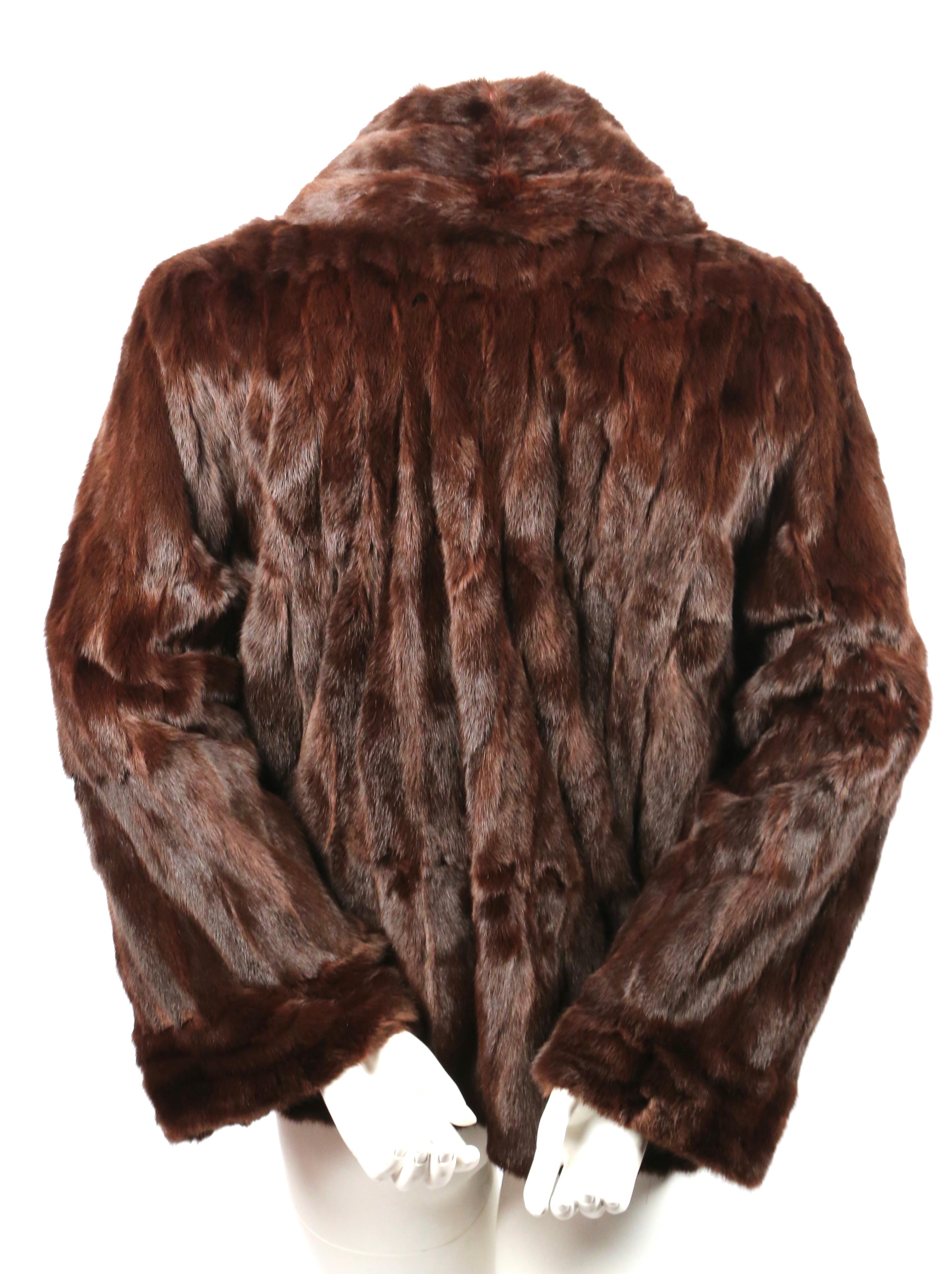 Black 1990's THIERRY MUGLER rich-brown lapin fur coat