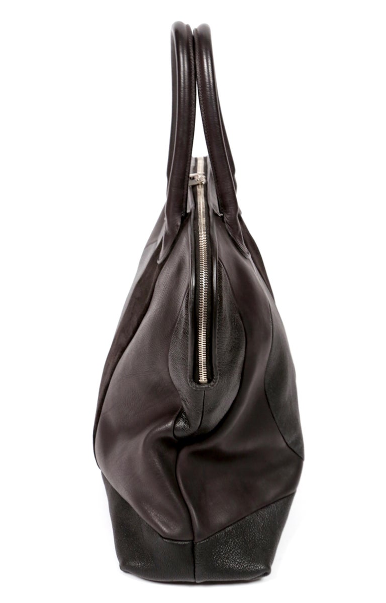 CELINE by PHOEBE PHILO black Leather Patchwork Bowling Duffle Bag For Sale at 1stDibs