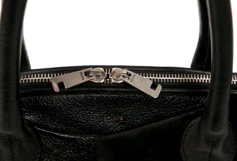 CELINE by PHOEBE PHILO black Leather Patchwork Bowling Duffle Bag For Sale at 1stDibs