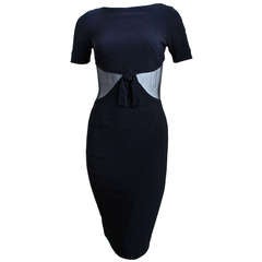 Retro BALENCIAGA le dix black runway dress with sheer waist - 1996