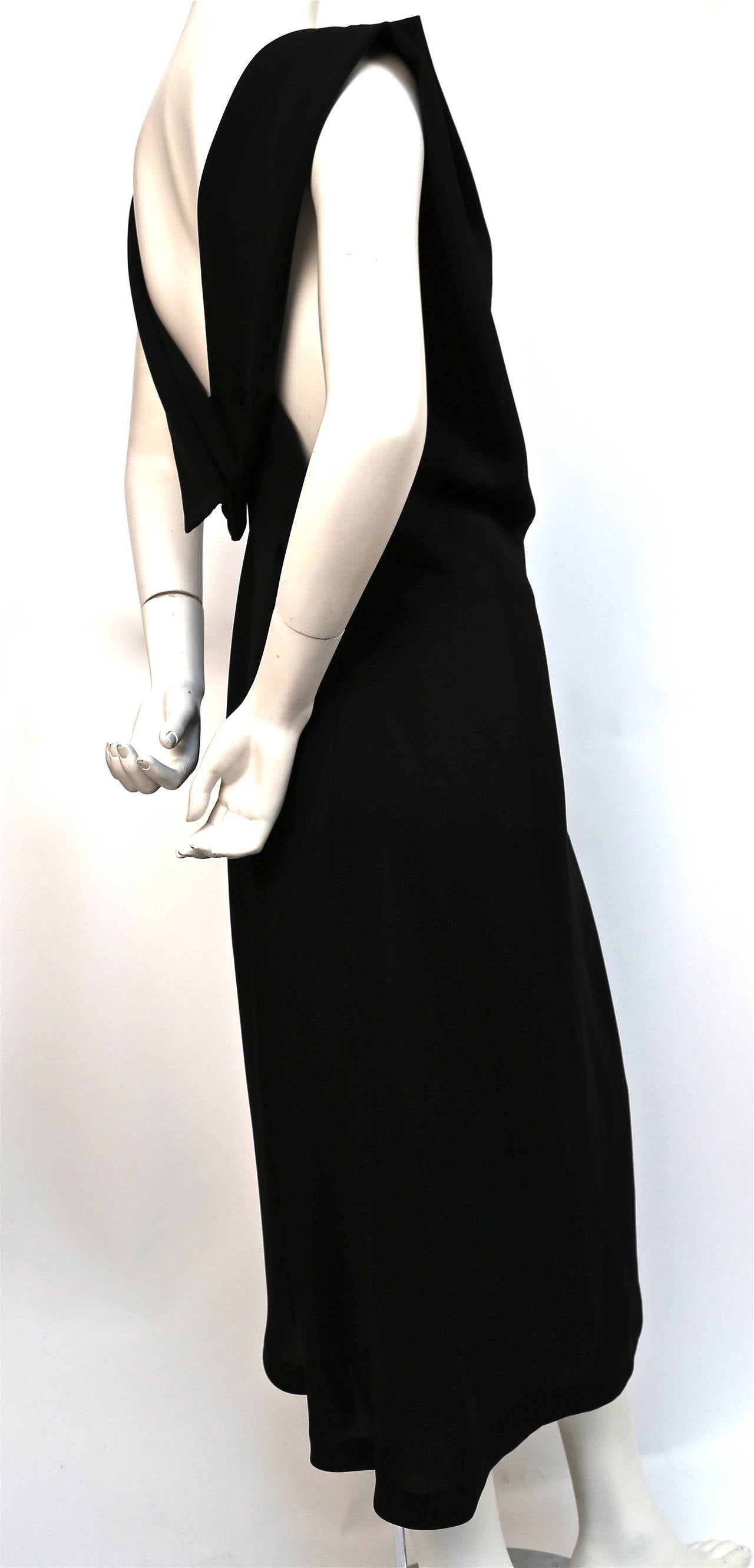 1980's YOHJI YAMAMOTO black dress with asymmetrical closure and origami pleats In Excellent Condition In San Fransisco, CA