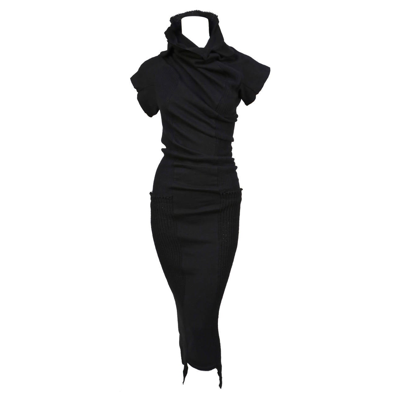 COMME DES GARCONS black twisted runway dress - fall 2002 at 1stDibs