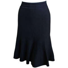 AZZEDINE ALAIA black flared skirt with net detail at waist