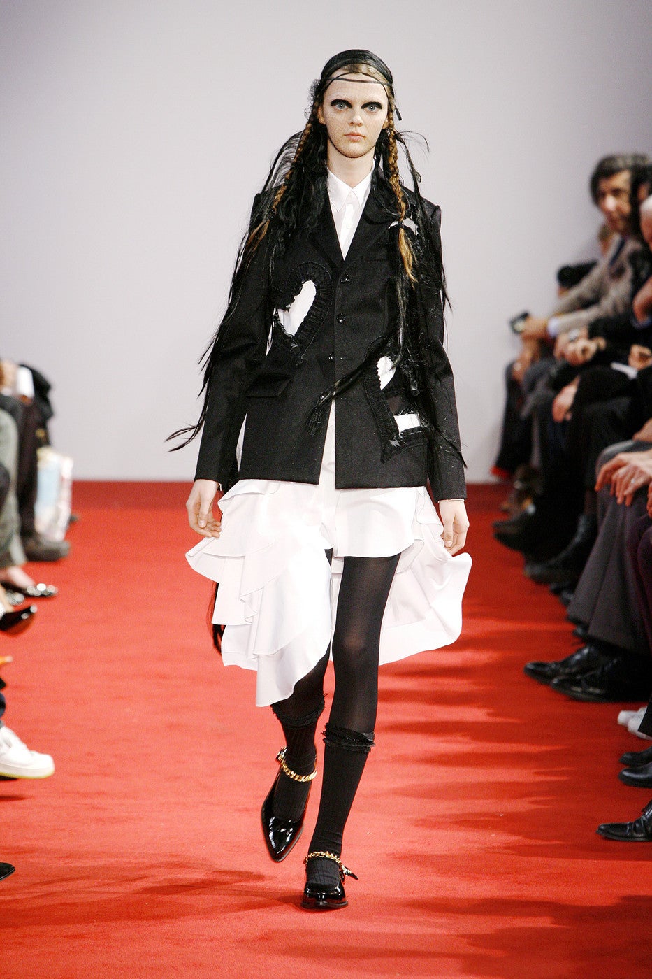COMME DES GARCONS 'bad taste' runway blazer with open hearts and tiered ...