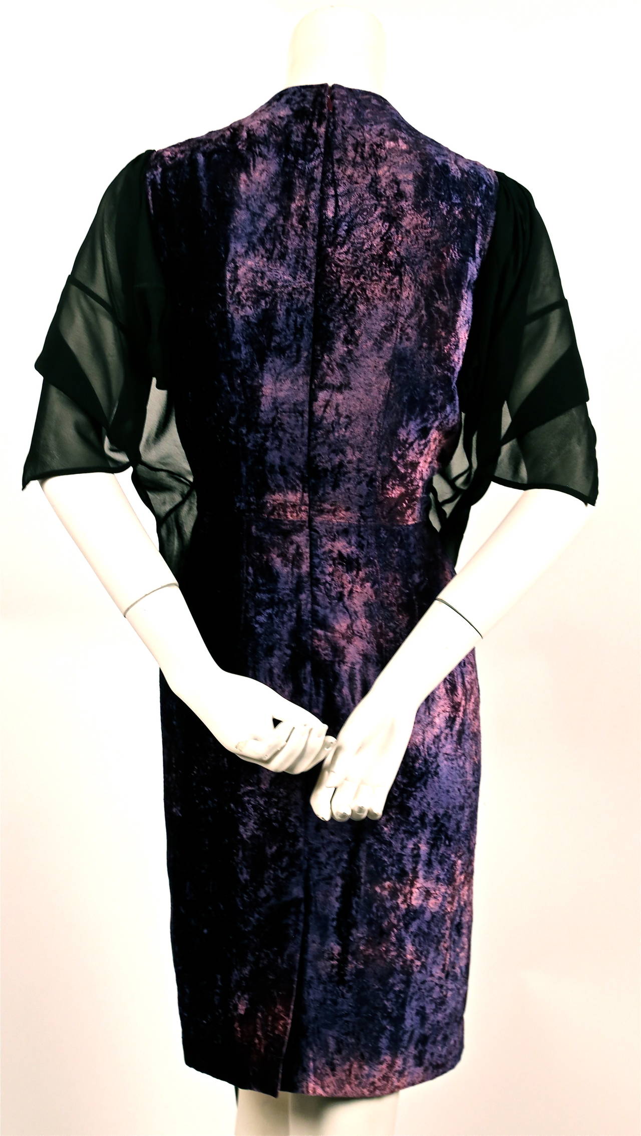 JUNYA WATANABE tie dyed velvet dress with sheer black overlay - unworn with tags In New Condition In San Fransisco, CA