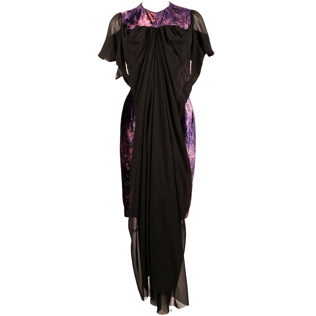 JUNYA WATANABE tie dyed velvet dress with sheer black overlay - unworn with tags