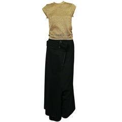 1999 COMME DES GARCONS lurex top with gold pinstriped wrap sarouel pants 7