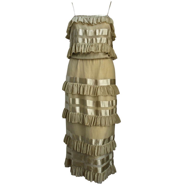 1970's KARL LAGERFELD for CHLOE silk dress with ruffles