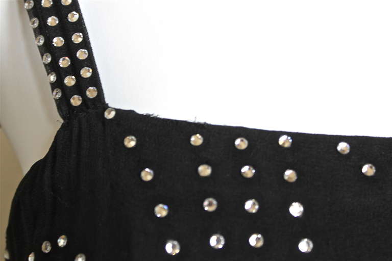 1960's PIERRE BALMAIN haute couture black silk gown with crystals In Good Condition In San Fransisco, CA