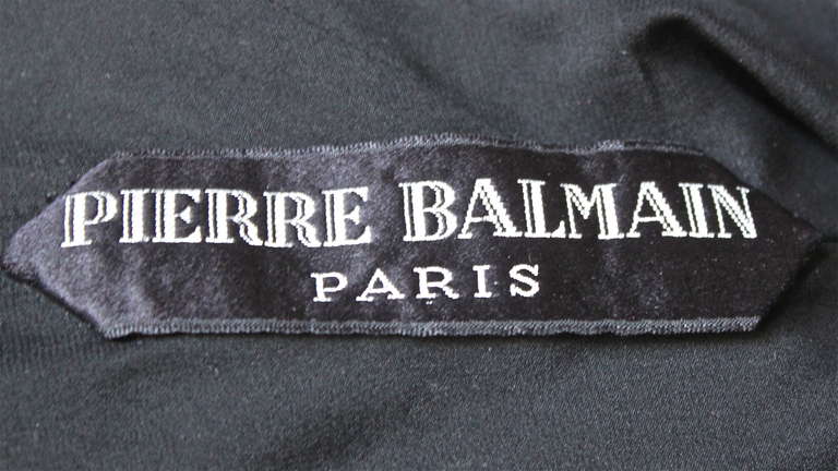 1960's PIERRE BALMAIN haute couture black silk gown with crystals 1