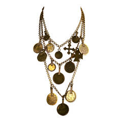 1977 YVES SAINT LAURENT gilt coins and crosses necklace
