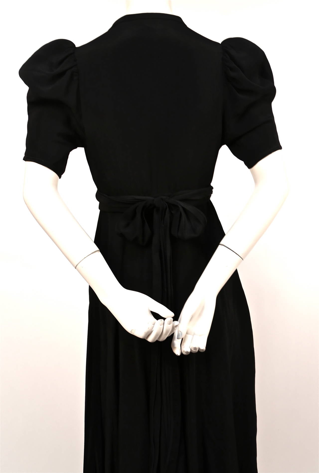 Women's 1970 OSSIE CLARK for Quorum black silk crepe 'Bridget' dress