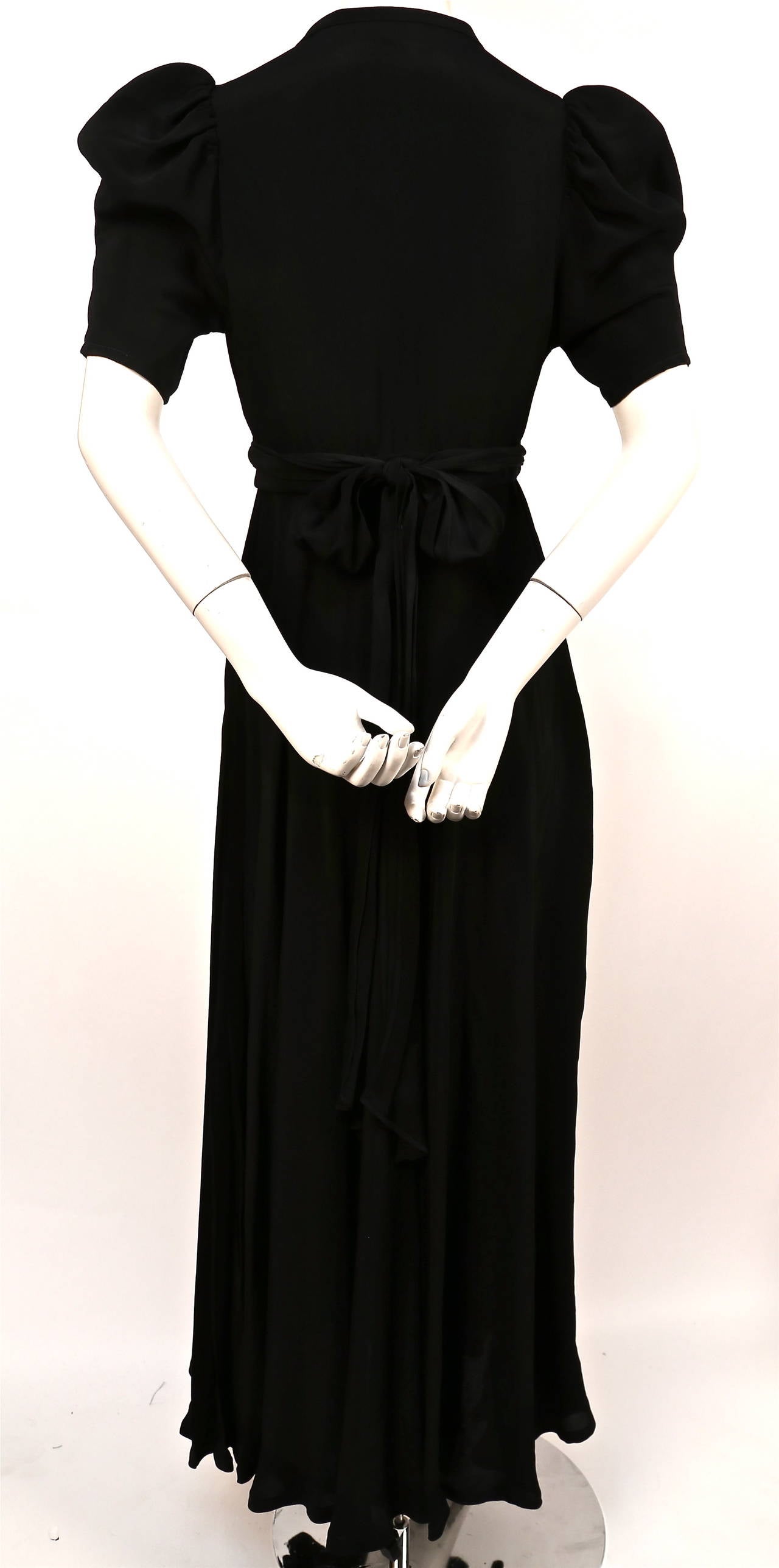 1970 OSSIE CLARK for Quorum black silk crepe 'Bridget' dress 1