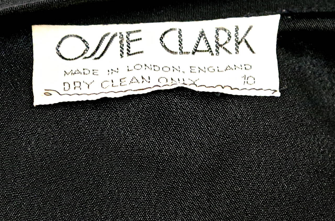 1970 OSSIE CLARK for Quorum black silk crepe 'Bridget' dress 2