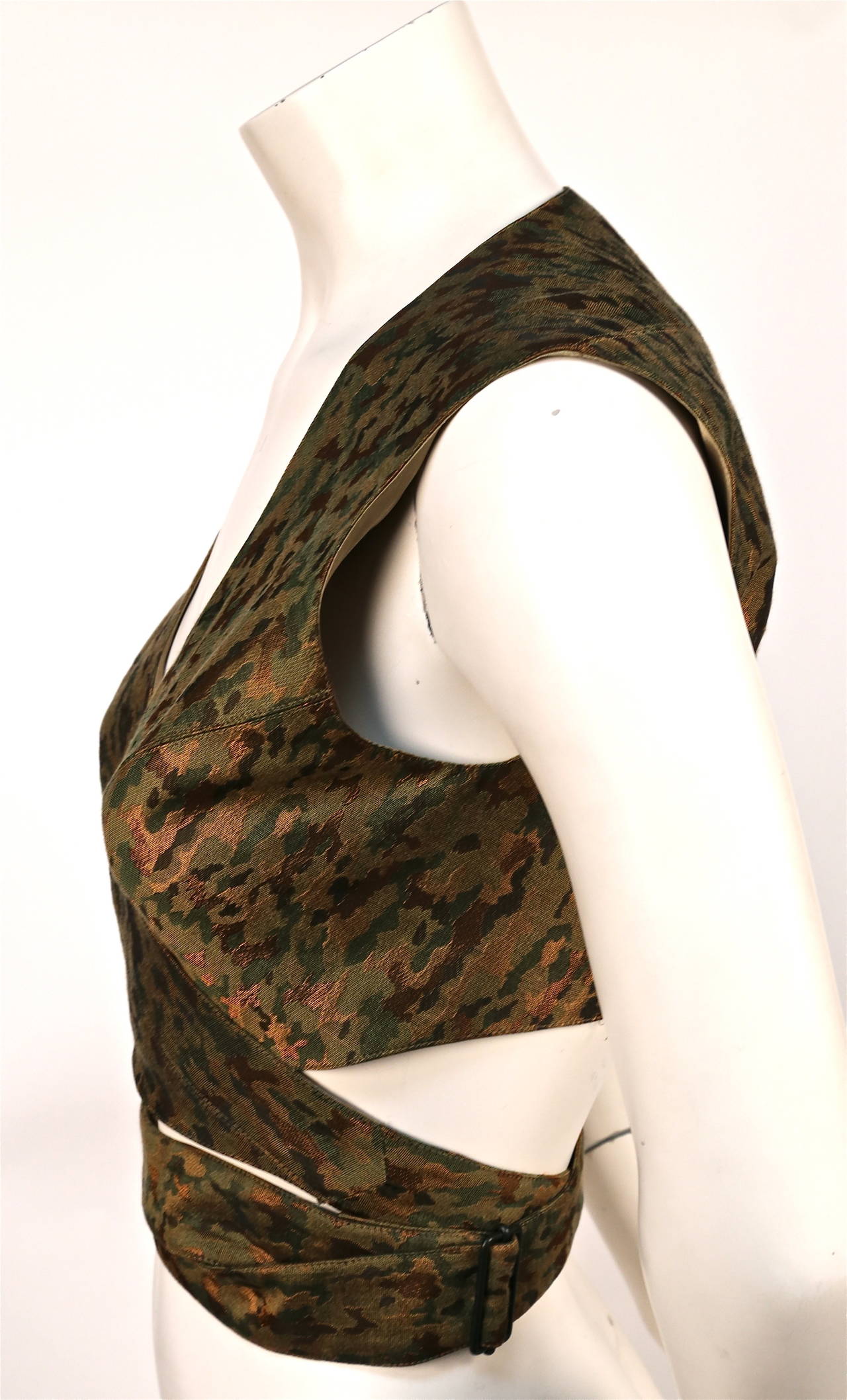 1990's AZZEDINE ALAIA metallic camouflage wrap bustier top For Sale at ...