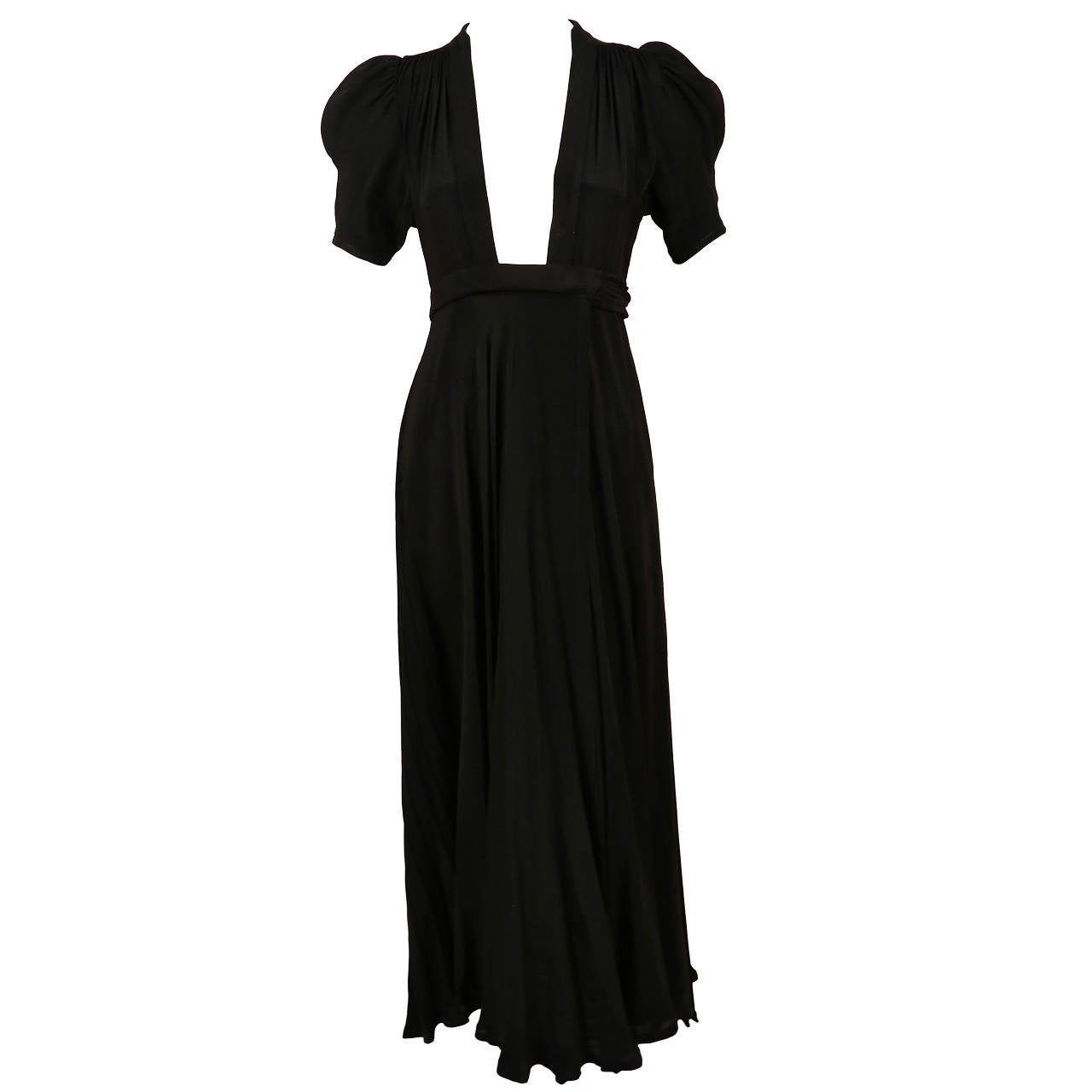 1970 OSSIE CLARK for Quorum black silk crepe 'Bridget' dress at 1stDibs