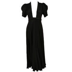 1970 OSSIE CLARK for Quorum black silk crepe 'Bridget' dress
