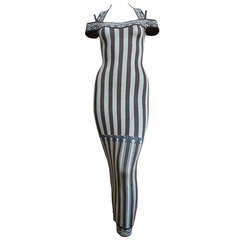 1992 AZZEDINE ALAIA striped dress with matching bolero jacket