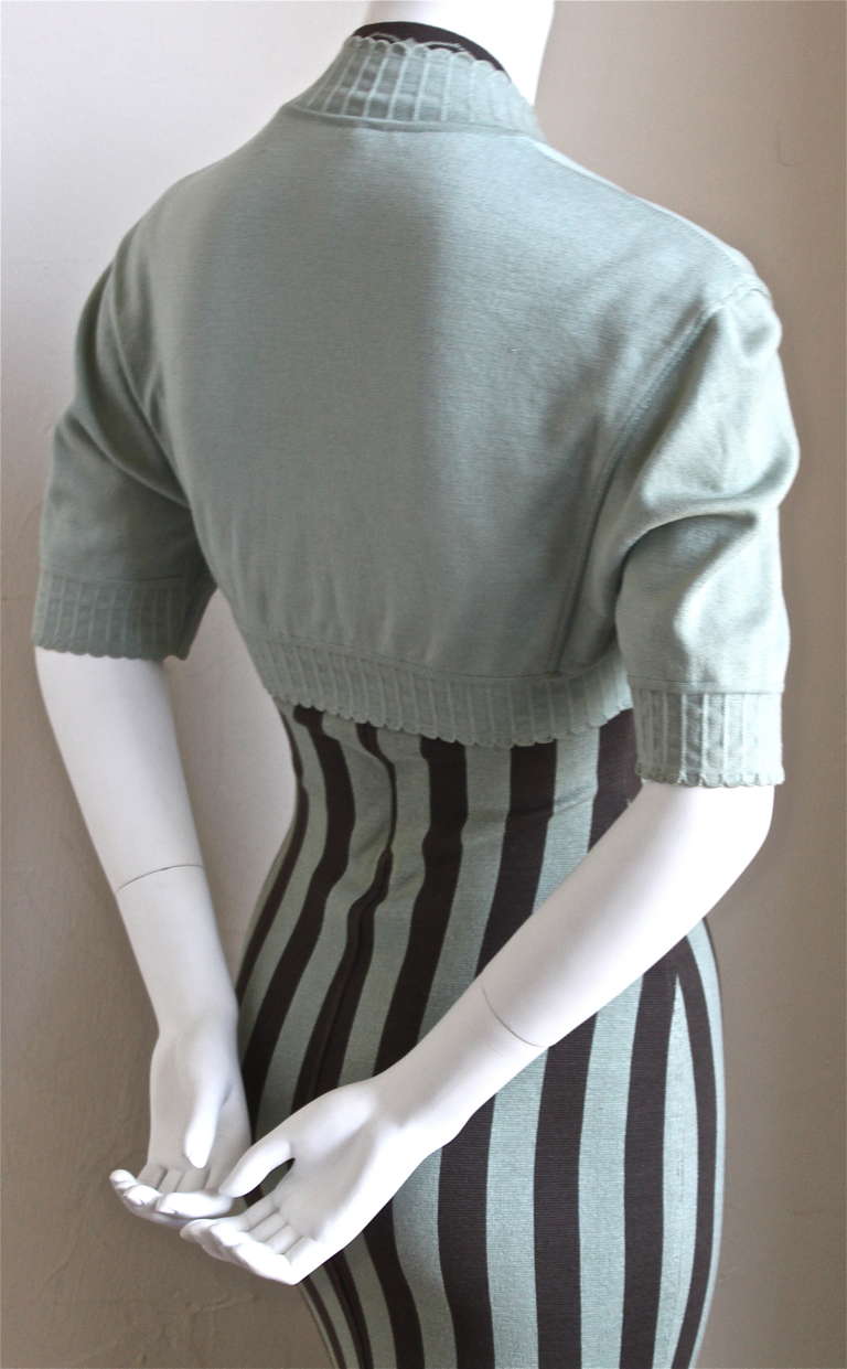 1992 AZZEDINE ALAIA striped dress with matching bolero jacket 4