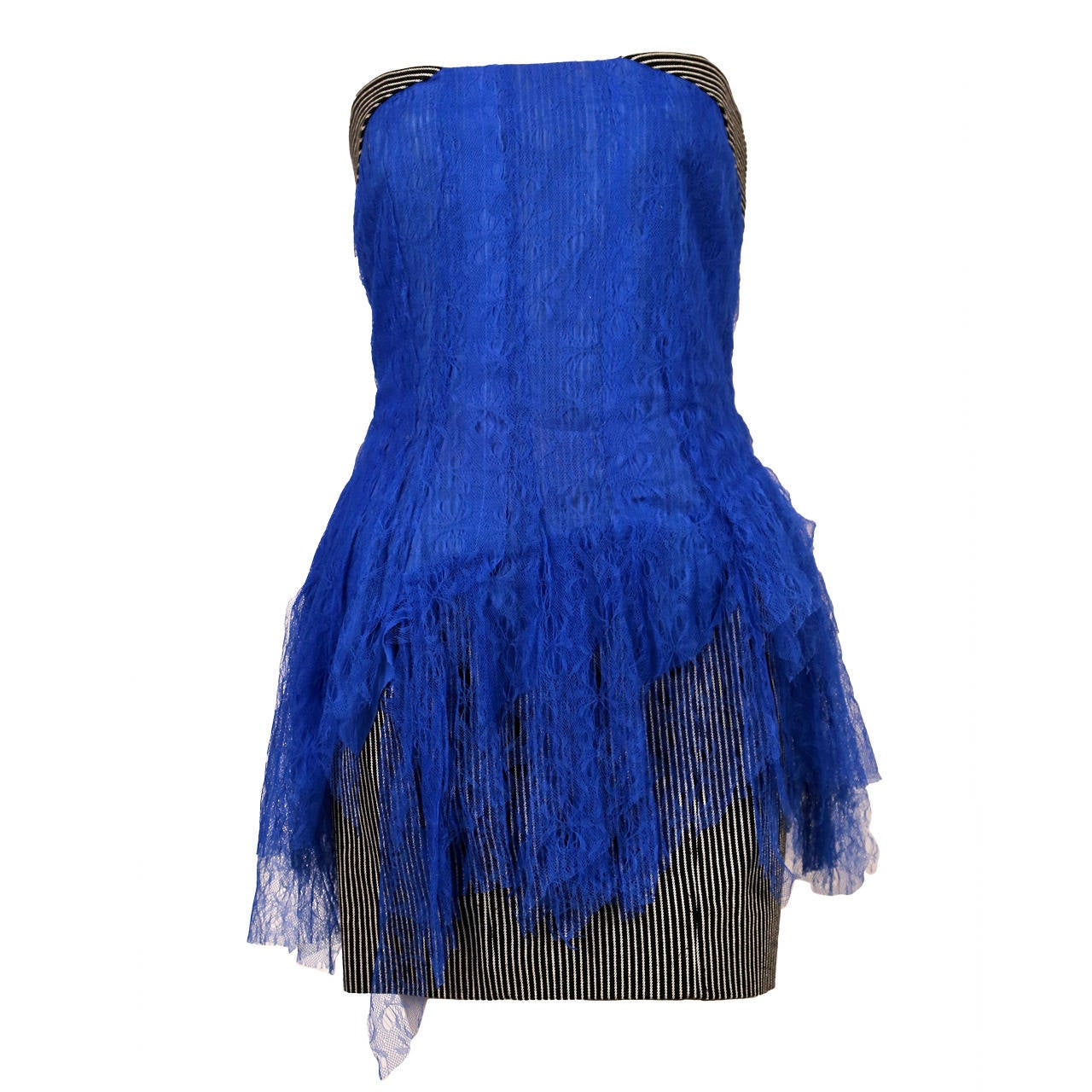 2001 NICOLAS GHESQUIERE for BALENCIAGA blue lace runway dress