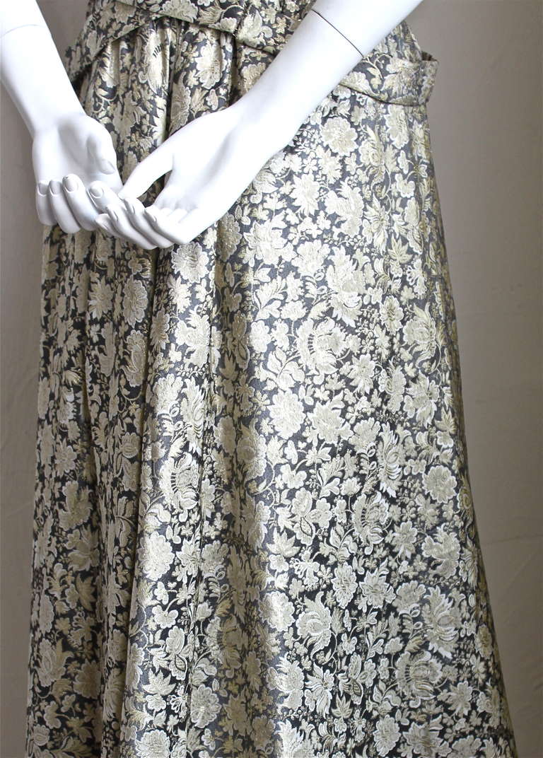 1950's JEANNE LANVIN CASTILLO metallic floral brocade dress 1