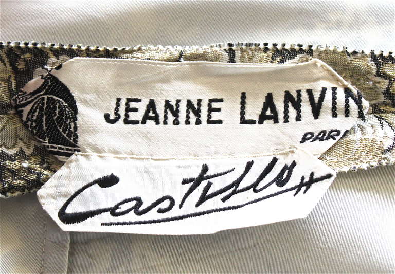1950's JEANNE LANVIN CASTILLO metallic floral brocade dress 2