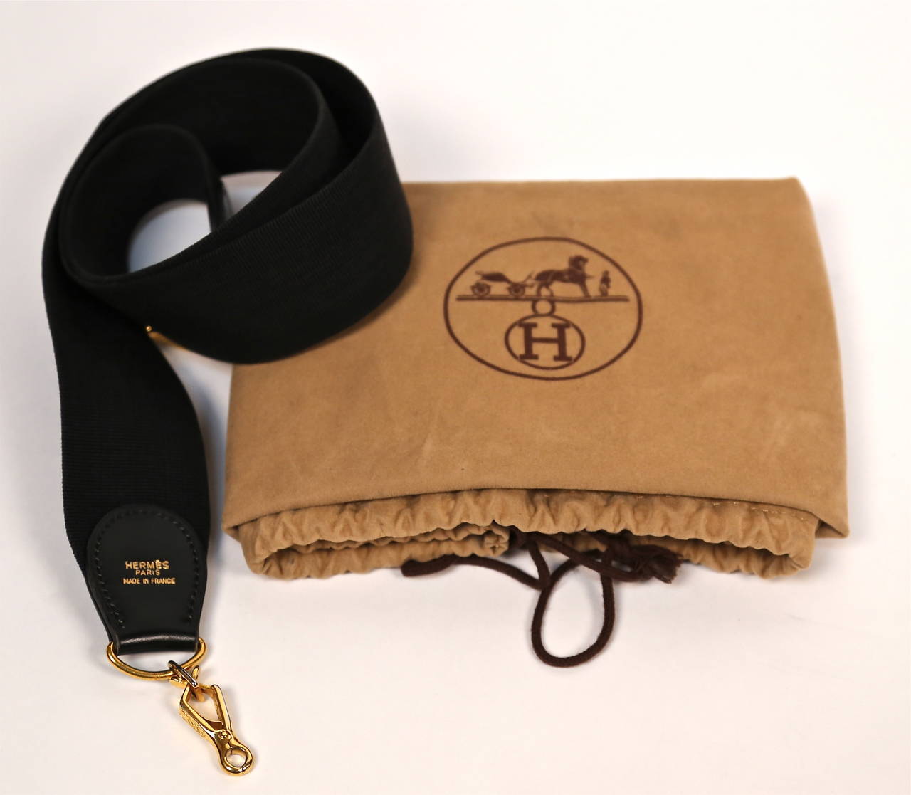 HERMES KELLY retourne 32 cm black veau box leather with canvas shoulder strap 5