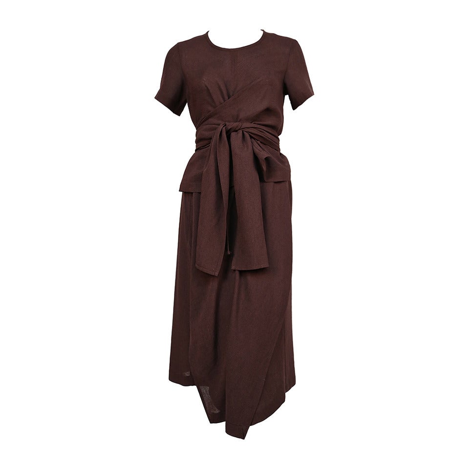Comme des Garcons SS1996 brown cotton flower print sleeveless dress - S
