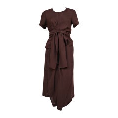 1997 COMME DES GARCONS brown draped dress with wrap waist