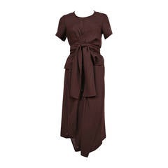 1997 COMME DES GARCONS brown draped dress with wrap waist 5