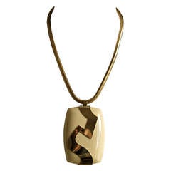 1960's LANVIN oversized cream lucite and gilt necklace