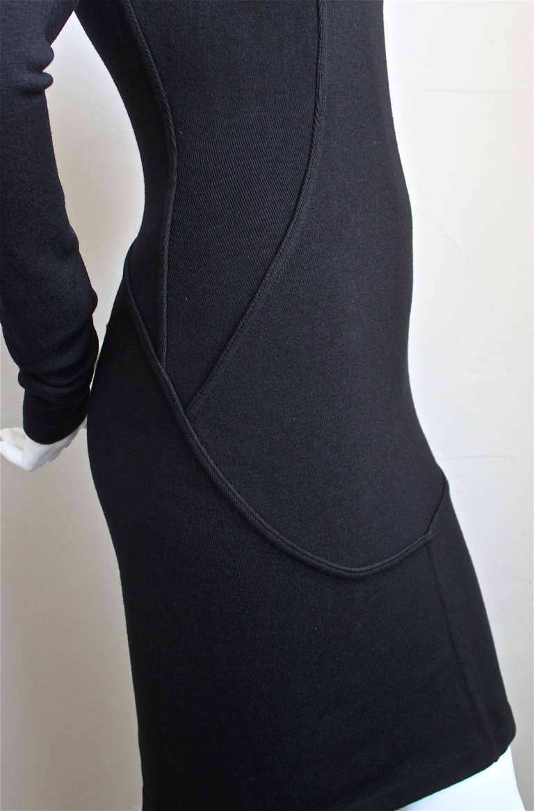 Black 1990's AZZEDINE ALAIA jet black dress with sweetheart seams