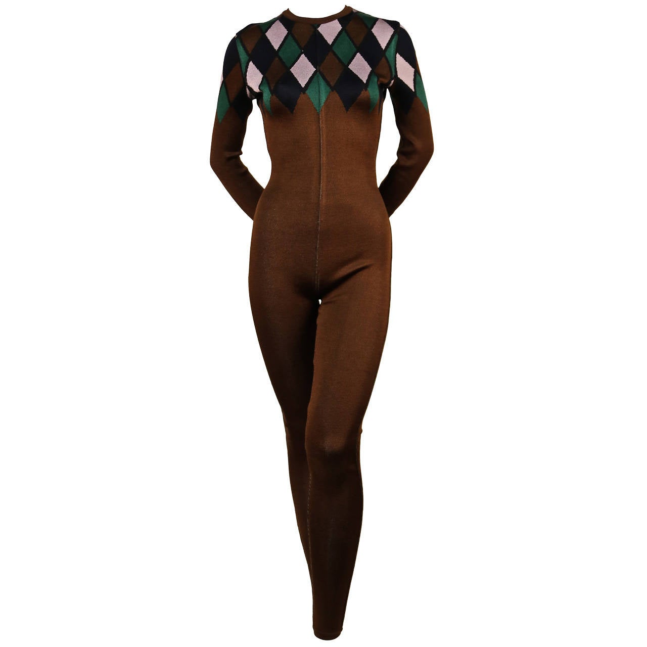 1990's AZZEDINE ALAIA catsuit with harlequin diamonds