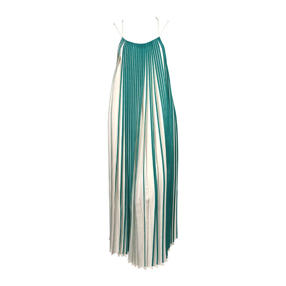 very rare CHLOE green pleated silk runway dress - spring 2012