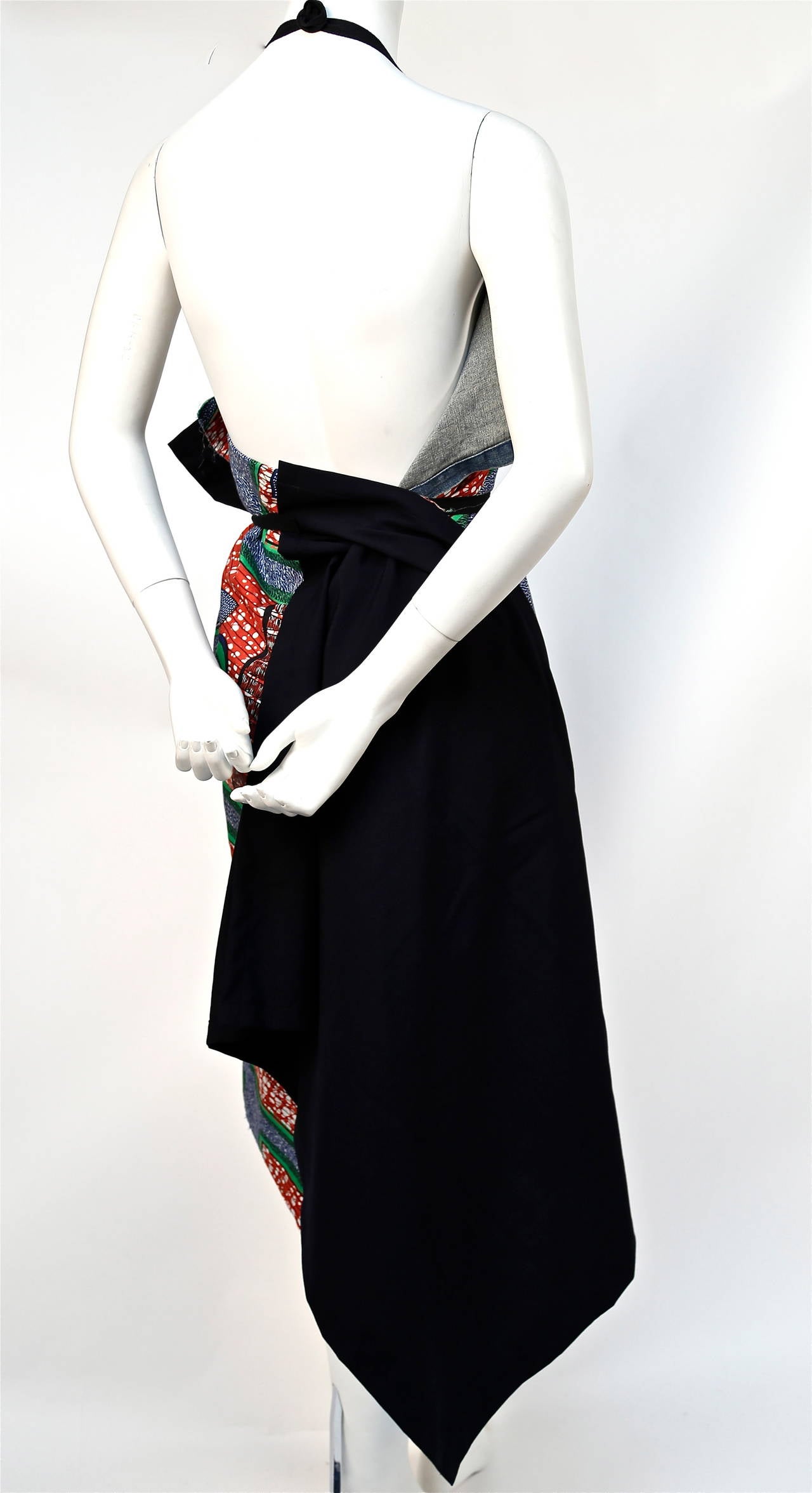 JUNYA WATANABE African printed cotton and denim wrap apron dress at 1stDibs