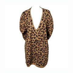 1991 AZZEDINE ALAIA oversized leopard V-neck dress 2