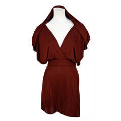 very rare AZZEDINE ALAIA burgundy jersey backless dress with hood - 1990 2