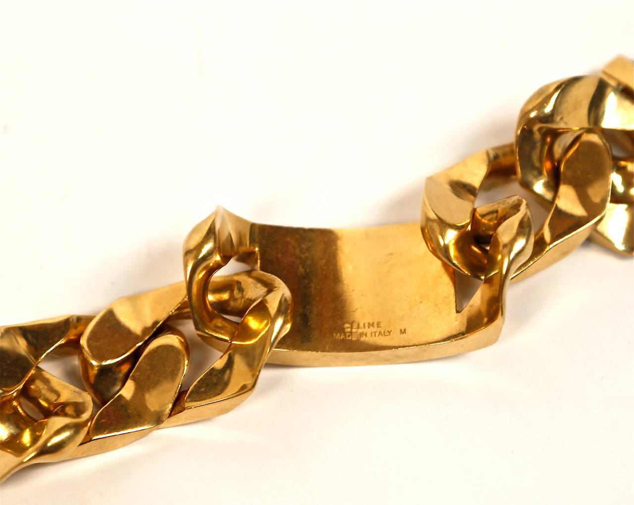 Chunky link gold-plated ID bracelet from Celine designed by Phoebe Philo. Size 'M'. Bracelet measures about 1.125