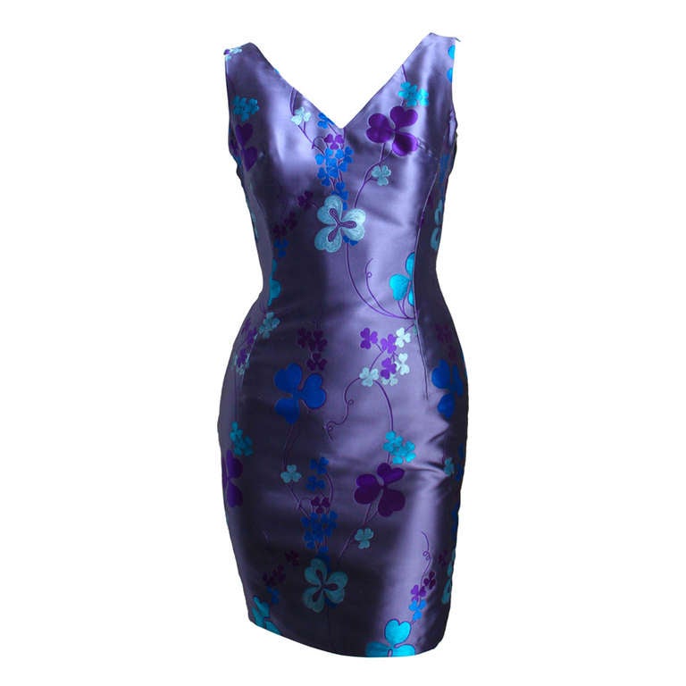 1993 ATELIER VERSACE couture silk floral mini dress For Sale at 1stDibs