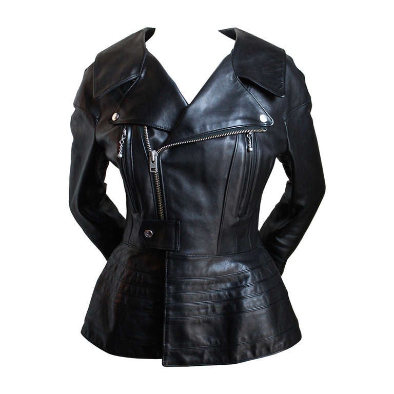 JUNYA WATANABE black leather jacket with peplum