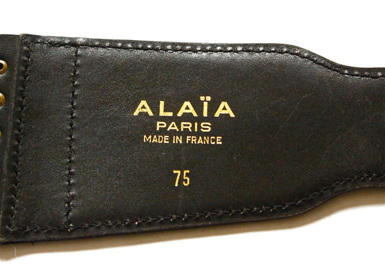Black 1990's AZZEDINE ALAIA black leather corset belt