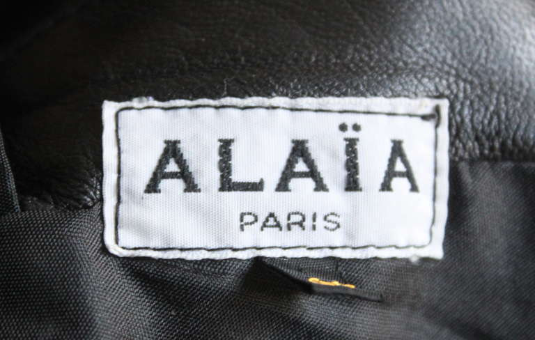 1990's AZZEDINE ALAIA black leather skirt with side buckle 1