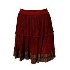 1990's AZZEDINE ALAIA cinnamon semi sheer skirt with contrasting trim 5