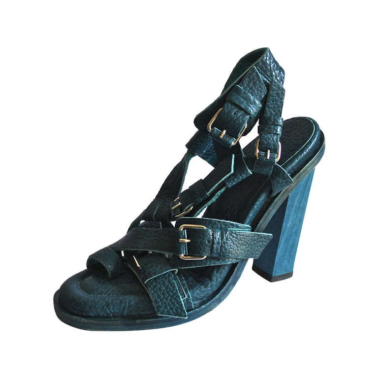 2003 Nicolas Ghesquière for Balenciaga turquoise leather sandals 36 unworn