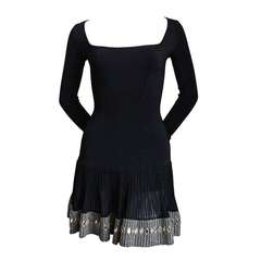 very rare AZZEDINE ALAIA black mini dress with mirrored hemline