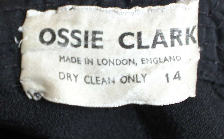Ossie Clark For Quorum black deep V back bias cut dress, 1970S In Good Condition In San Fransisco, CA