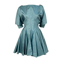 1980's AZZEDINE ALAIA turquoise nylon dress with full skirt 4